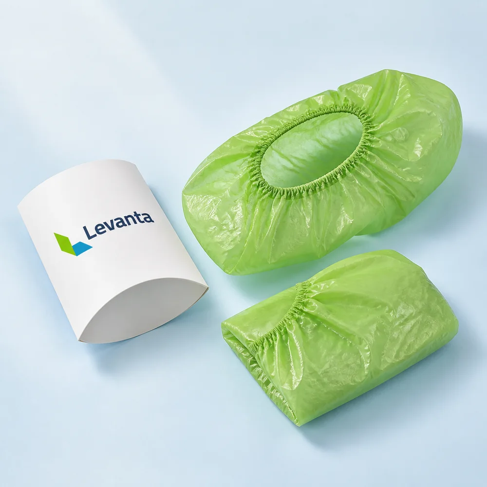 Зелёные одноразовые бахилы Levanta