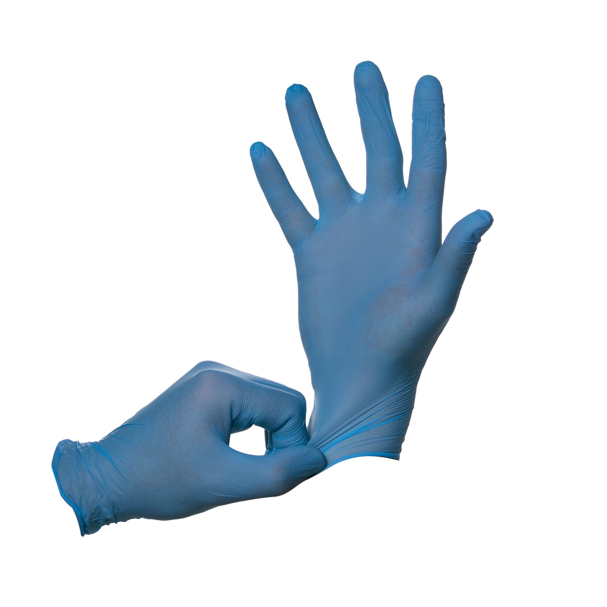 Перчатки INEKTA диагностические (смотровые) нестерильные нитриловые неопудренные текстурированные, ГОЛУБЫЕ. 3,0 гр.размер S